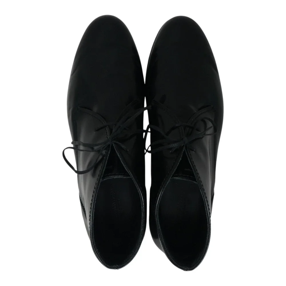 Ermenegildo Zegna Chukka Boots Men 11.5 Black Polished Leather Italy